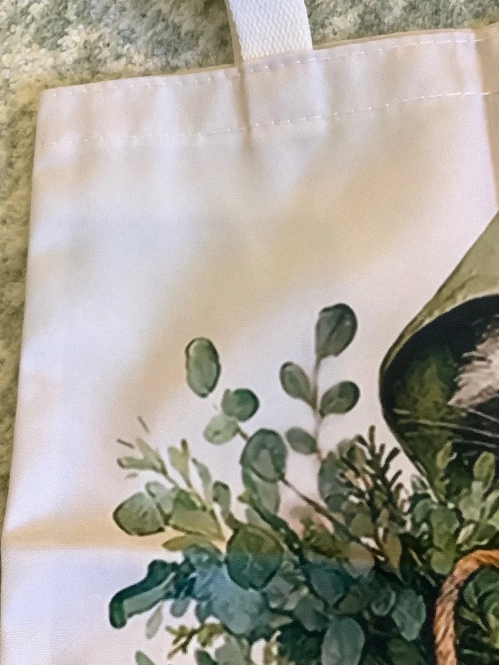 Foraging Raccoon Poly Canvas Tote Bag NWT 13.5x16”